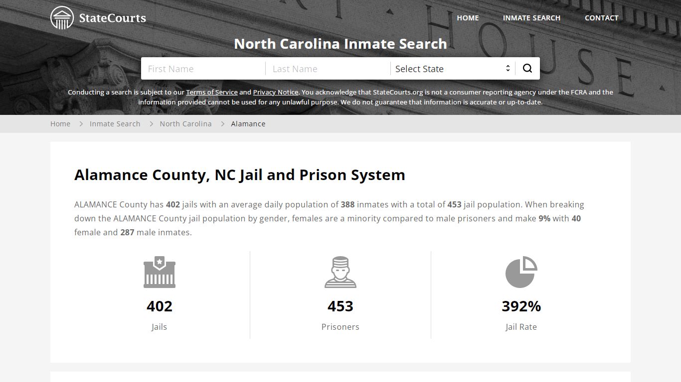 Alamance County, NC Inmate Search - StateCourts