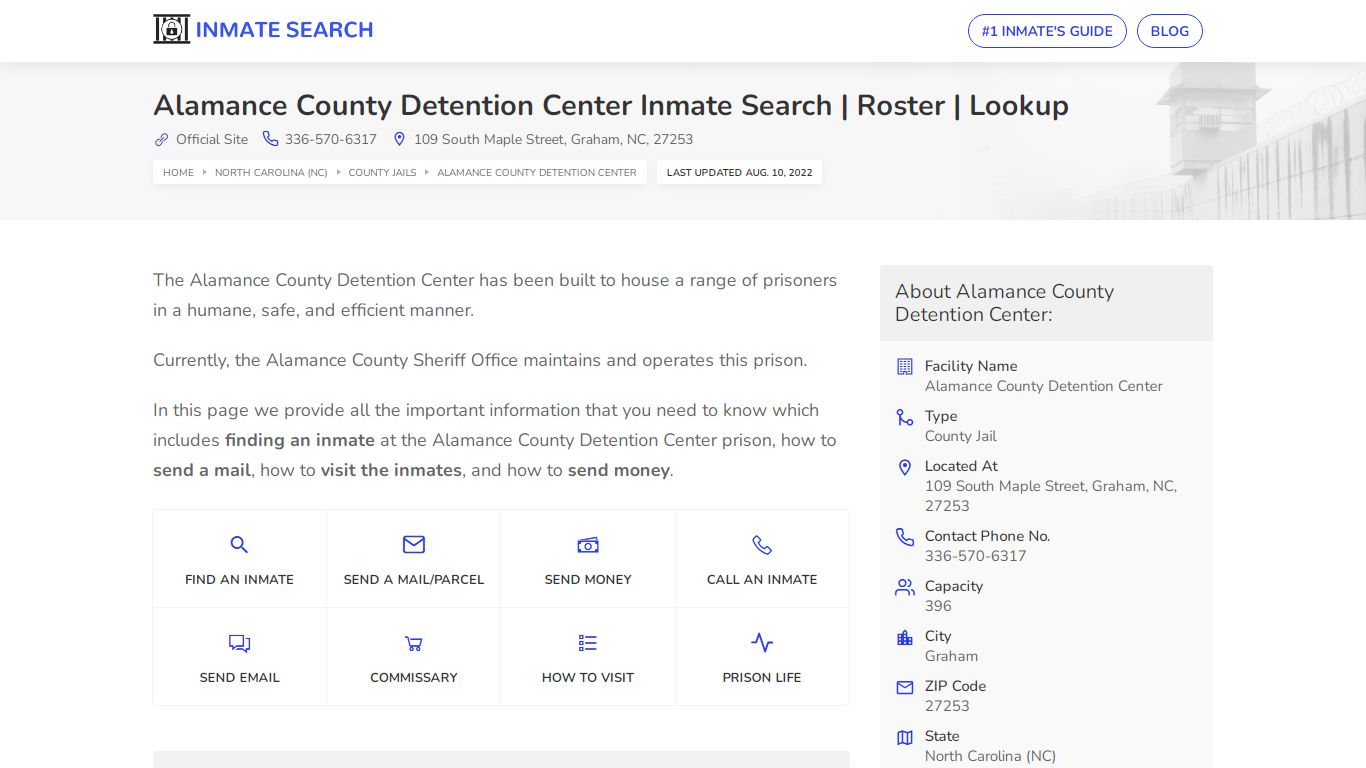 Alamance County Detention Center Inmate Search | Roster ...