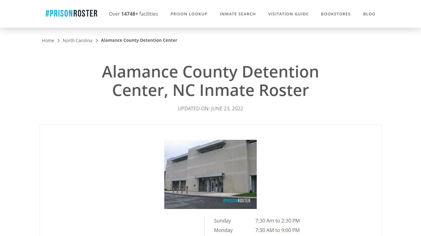 Alamance County Detention Center, NC Inmate Roster